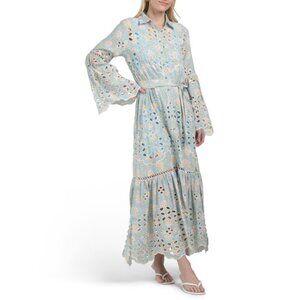 MISS JUNE Blue Bell Sleeve Maxi Dress